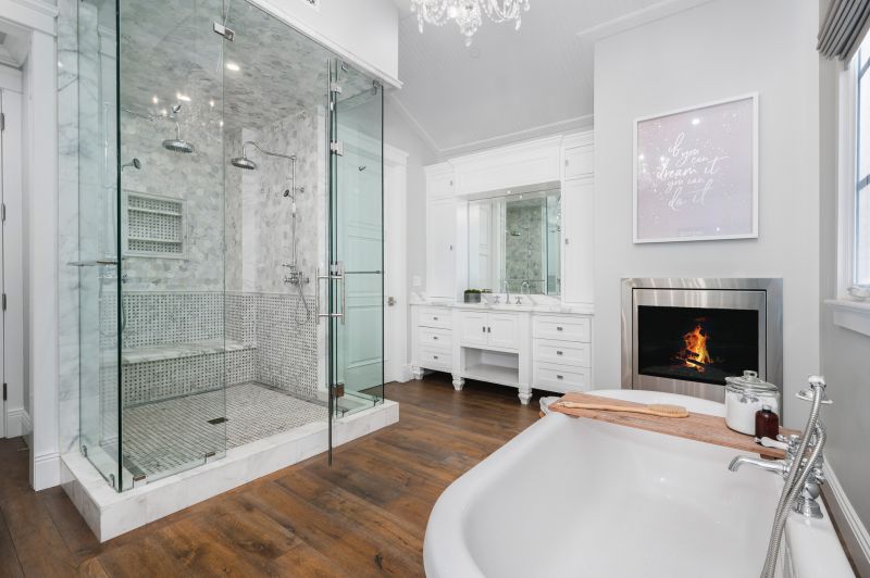 Spacious Shower Area with Glass Doors